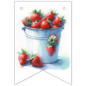 ベビーシャワーパーティーデコールウォーターカラーイチゴ バンティングフラッグ (第3の旗)