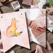 ベビーシャワーパーティーデコールウォーターカラーウッドランドキツネ バンティングフラッグ