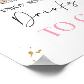 ベビーシャワーパーティーデコール標識ピンクフローラ ポスター (角)