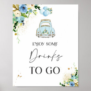 ベビーシャワーパーティーデコール記号ブルーフローラ ポスター