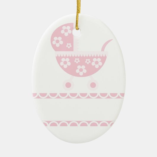ベビーシャワーパーティーピンクガーリー花の母 セラミックオーナメント (正面)