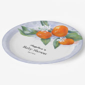 ベビーシャワーパーティープレートとタンジェリン ペーパープレート (アングル)