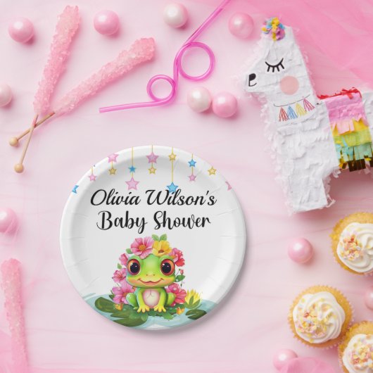 ベビーシャワーパーティープレート、カエルテーマプレート ペーパープレート (パーティー)