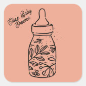 ベビーシャワーパーティーベビーボトルランチョンネーム スクエアシール (正面)