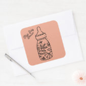 ベビーシャワーパーティーベビーボトルランチョンネーム スクエアシール (封筒)