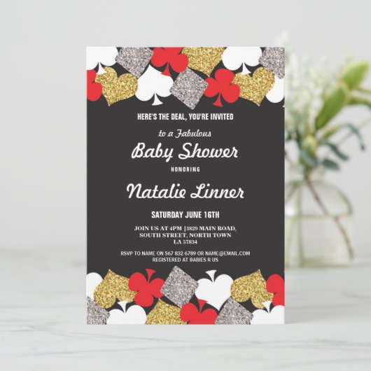 ベビーシャワーパーティーラスベガスカジノロイヤル招待状 招待状 (スタンド正面)