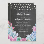 ベビーシャワーパーティー吸汁液フローラチョーク招待状 招待状 (正面/裏面)