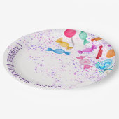 ベビーシャワーパーティー棒つきキャンデースイーツ ペーパープレート (アングル)