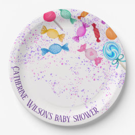 ベビーシャワーパーティー棒つきキャンデースイーツ ペーパープレート