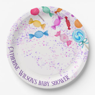 ベビーシャワーパーティー棒つきキャンデースイーツ ペーパープレート