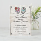 ベビーシャワーパーティー砂糖スカルパーティー招待状 招待状 (スタンド正面)