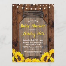 ベビーシャワーパーティー ラスティックジャー 木製 ヒマワリ 招待状