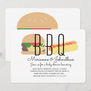 ベビーシャワーパーティー BBQ バーベキュー ホットドッグ ハンバーガー 招待状