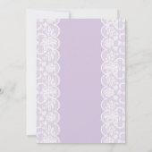 ベビーシャワーパープル金ゴールドレースグリッターボウガール 招待状 (裏面)