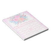 ベビーシャワービンゴウォーターカラーブーケピンクローズ ノートパッド (アングル)