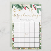 ベビーシャワービンゴクリスマス休暇の緑の金ゴールド (正面/裏面)