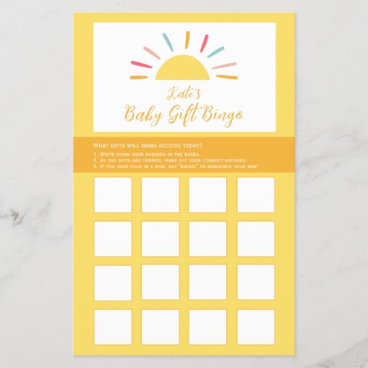 ベビーシャワービンゴゲームシート、サンシャインミラクル チラシ (正面)