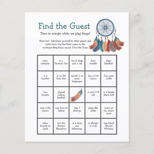 ベビーシャワービンゴゲームドリームキャッチャー客を見つける (正面)