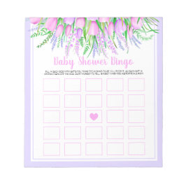 ベビーシャワービンゴゲームフローララベンダーピンクチューリップ ノートパッド