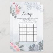 ベビーシャワービンゴゲーム雪片の冬のフローラ (正面/裏面)