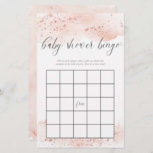 ベビーシャワービンゴ水カラーバラ金ゴールドピンク (正面/裏面)