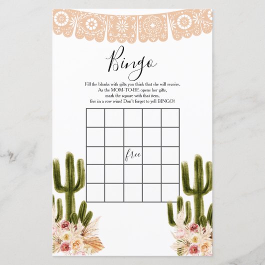ベビーシャワービンゴBoho Cactus Taco 'Bout Love (正面)