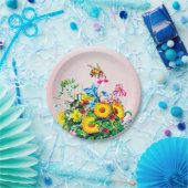 ベビーシャワービーズピンクフローラおしゃれ ペーパープレート (パーティー)