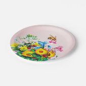 ベビーシャワービーズピンクフローラおしゃれ ペーパープレート (アングル)