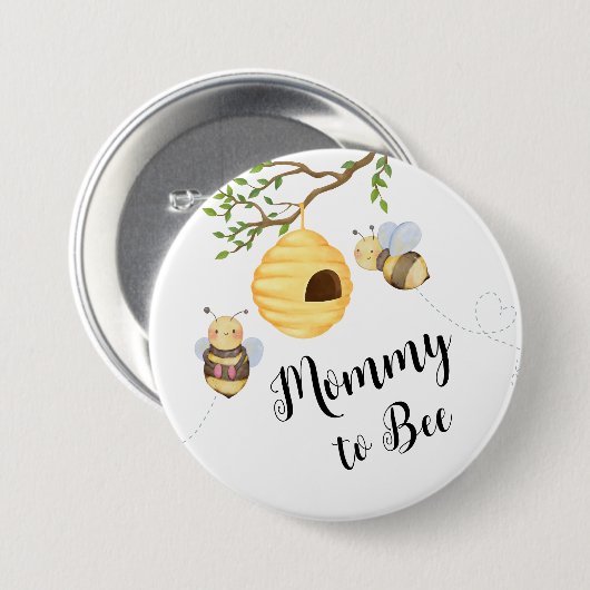 ベビーシャワービーピン – beeに名前をカスタムするを追加 缶バッジ (正面&裏面)