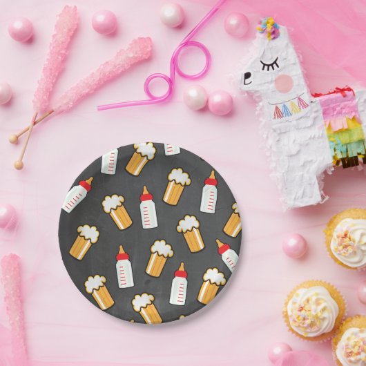 ベビーシャワービールおよび哺乳瓶の紙皿 ペーパープレート (パーティー)