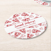 ベビーシャワーピザイタリアンパーティー特別配達 ラウンドペーパーコースター (アングル)