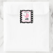 ベビーシャワーピンクのキャリッジ&水玉模様 スクエアシール (バッグ)