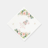 ベビーシャワーピンクのバラで象のドライブ スタンダードカクテルナプキン (角)