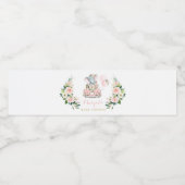 ベビーシャワーピンクのバラで象のドライブ ペットボトルラベル (シングルラベル)