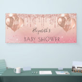ベビーシャワーピンクのバラ金ゴールドグリッターバルーン 横断幕 (トレードショー)