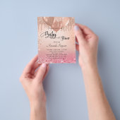 ベビーシャワーピンクのバラ金ゴールド予算の招待 チラシ (手)