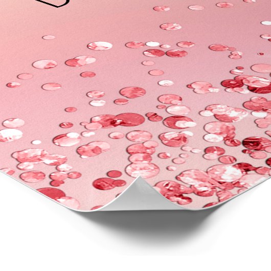 ベビーシャワーピンクのローズ金ゴールドグリッターへようこそ ポスター (角)