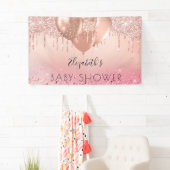 ベビーシャワーピンクのローズ金ゴールドグリッターガールバルーン 横断幕 (インサイチュ)