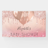 ベビーシャワーピンクのローズ金ゴールドグリッターガールバルーン 横断幕 (横)