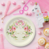 ベビーシャワーピンクイエローフローラクレジェンシーボウ ペーパープレート (パーティー)