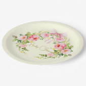 ベビーシャワーピンクイエローフローラクレジェンシーボウ ペーパープレート (アングル)