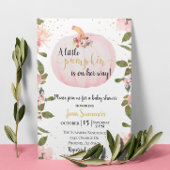 ベビーシャワーピンクグリッターガールカボチャ秋秋 招待状