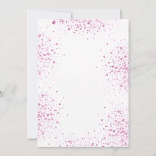 ベビーシャワーピンクグリッターガールバルーン 招待状 (裏面)