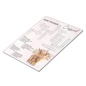 ベビーシャワーピンクハイランド牛のゲームクロスワード ノートパッド (アングル)