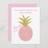 ベビーシャワーピンクパイナップルリップバームがお気に入り エンクロージャーカード (正面/裏面)