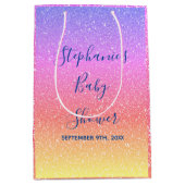 ベビーシャワーピンクパープルグリッターカスタムキュート2021 ミディアムペーパーバッグ (正面)