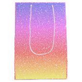 ベビーシャワーピンクパープルグリッターカスタムキュート2021 ミディアムペーパーバッグ (裏面)