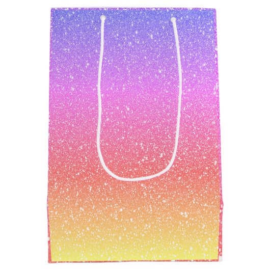 ベビーシャワーピンクパープルグリッターカスタムキュート2021 ミディアムペーパーバッグ (裏面)