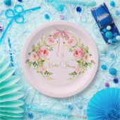 ベビーシャワーピンクフローラクレジェンシーボウ ペーパープレート (パーティー)