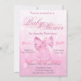 ベビーシャワーピンクボウテンプレート 招待状